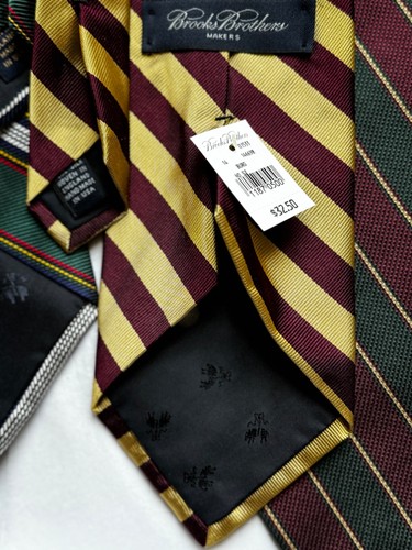 New Vintage Brooks Brothers Makers Lot 5 Silk Ties Repp Stripe 57 x 3.75 - Picture 9 of 12