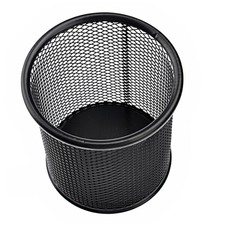4Pcs Mesh Steel Pencil Holder Black Office Supplies Desktop Organizer Cups