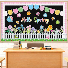 55Pcs Spring Bulletin Board Decorations Set Hello Spring Flower Cutouts Butterfl