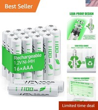 1100mAh High Capacity AAA Rechargeable Batteries - 16 Count for Daily Devices