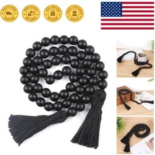 Beautiful Black Wood Beads Garland 39 Inches with Tassels - Ideal Gift for Home