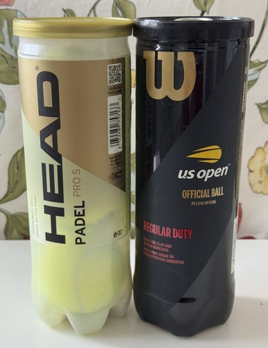 Wilson Premium US Open  & Head Padel Pro S Tennis Balls - 3 Pack (2)-  NEW - Afbeelding 1 van 7