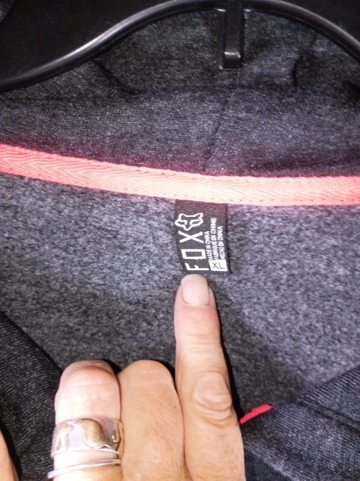 Sudadera con Capucha Fox Racing Cremallera Completa XL Gris Aqua/Rojo Logo Motocross Grunge Y2K Foto 4 de 4