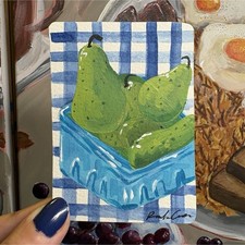 ACEO Original Pear Painting Farmers Market Series by RCooperArt