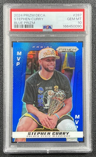 STEPHEN STEPH CURRY PSA 10 2024-25 PANINI PRIZM DECA #287 MVP BLUE 142/149