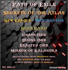   Path of Exile  Exalted  Chaos  Divine Orb  New League  Mercenaries  PC  24/7  