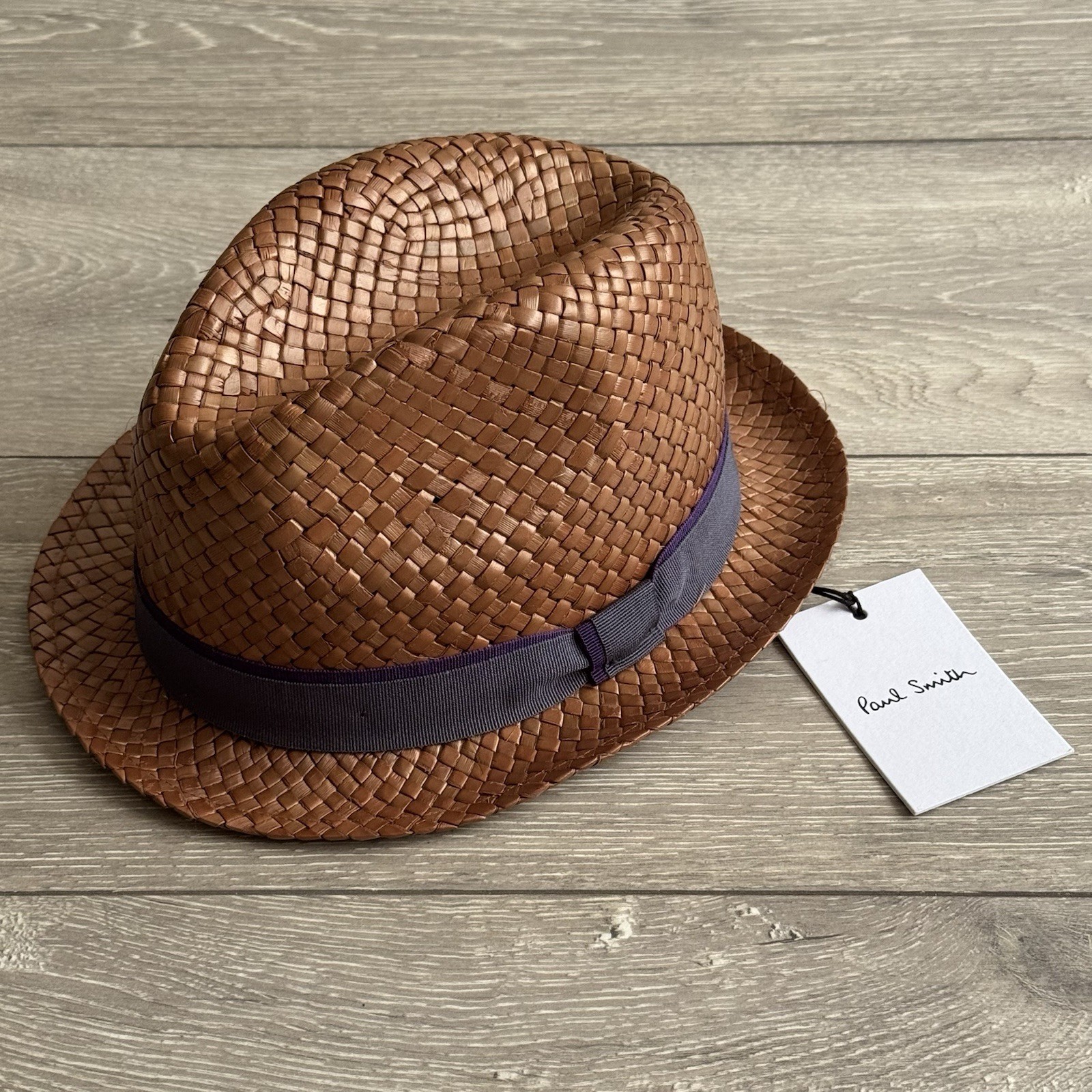 Paul Smith Brown Boven Straw Trilby Hat Men's - Size M (58cm) - BNWT