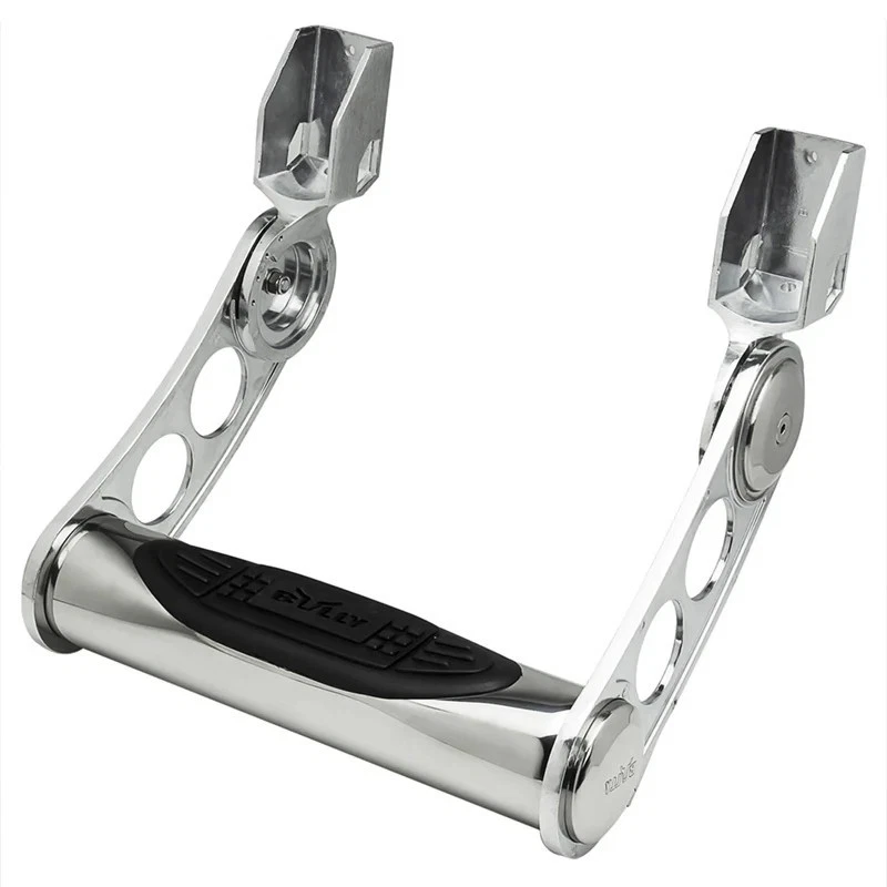 2x Side Step Polished Aluminum Bracket 3" Stainless Steel Tube Adjustable 350lbs - Image 2 of 4