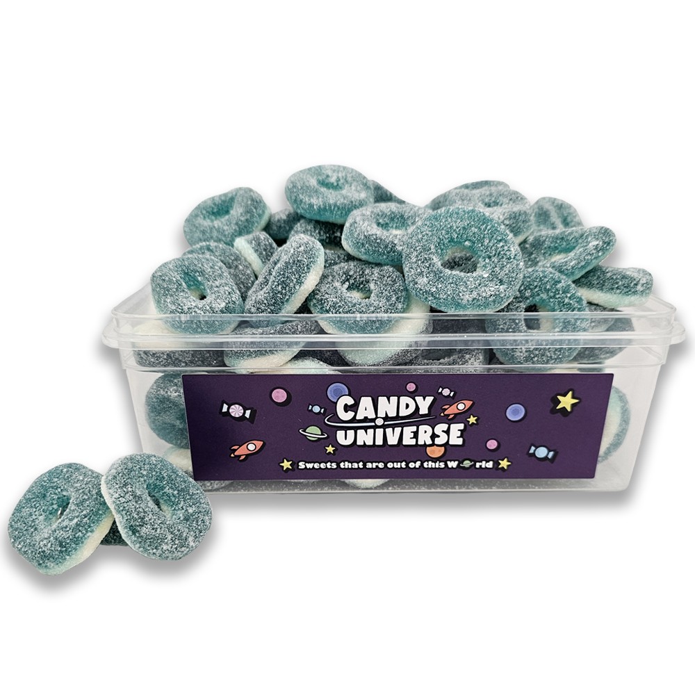 Candy Universe Blue Rings Tub 800g – Fruity Blue Ring Shaped Chewy Jelly Sweets