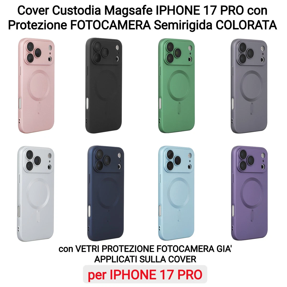 Set 5in1 Custodia + Vetro + Protezione Fotocamera Per IPhone E Samsung - Trasparente
