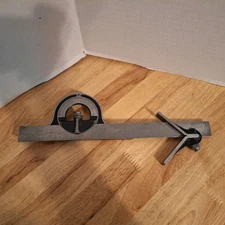 LS Starrett No. 492 Protractor With Bubble Level With Stanley No. 122 Ruler