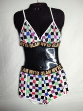 2 Piece MUTI - COLOR CHECKERED SWIMSUIT PLUS SIZE L