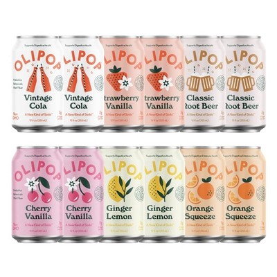 OLIPOP - The Sampler, 6-Flavor Soda Variety Pack, Healthy Soda, Prebiotic Sof...