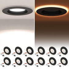 12 Pack Black 5/6 Inch Can Lights with Night Light, 5CCT Retrofit Recessed Li...