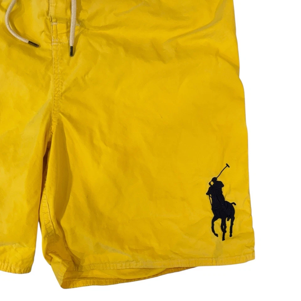 Polo Ralph Lauren Swim Trunks Mens XL Tall Yellow Navy Big Pony 3 Board Short - Image 2 of 4