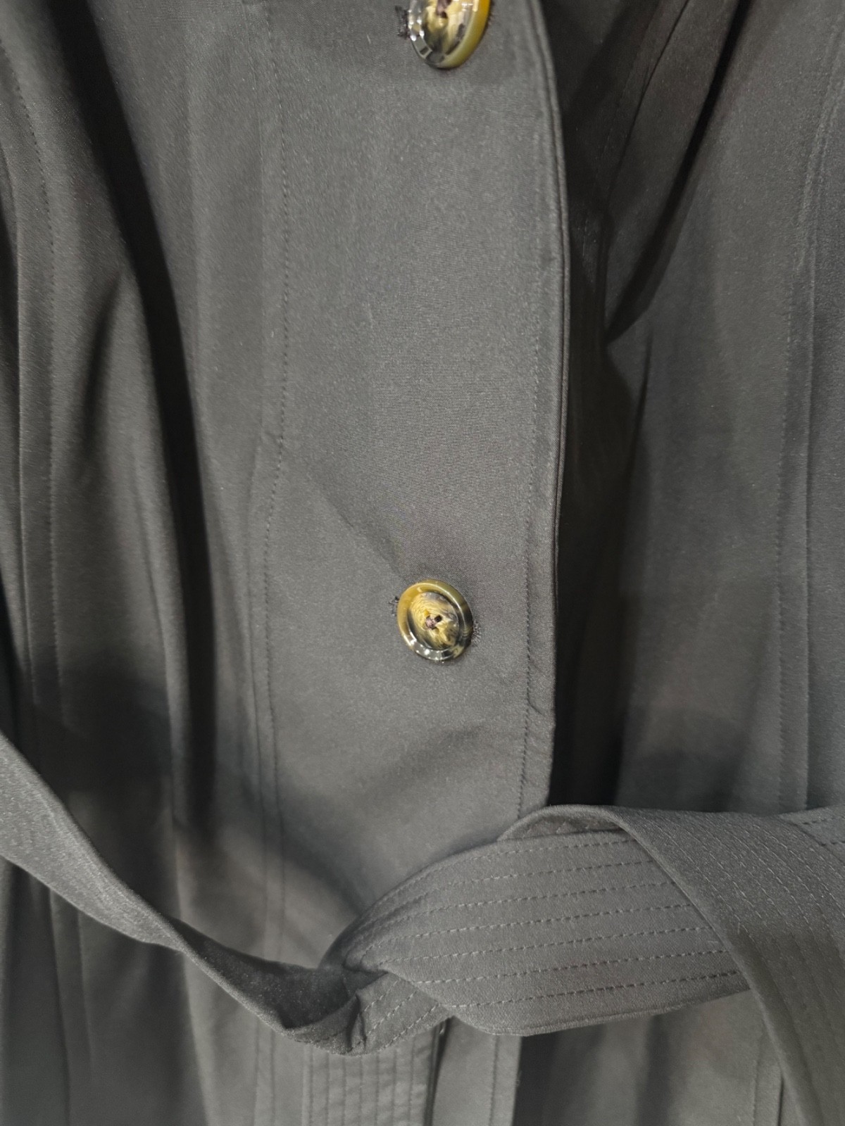 London Fog Women’s Black Trench Coat XXL Belted Button Front Classic Style NEW