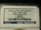 2011 Silver Eagle 25th Anniversary MS-69 NGC