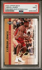 2003 UD Rookie LeBron James Phenomenal Beginnings Gold Signature #1/100 PSA 9