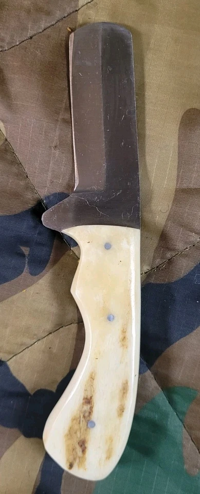 3in Bull Cutting Knife With Leather Sheath And imitation Bone Scales - Image 4 of 4