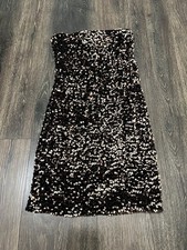 Brown Sequin Strapless Tube Mini Party Dress Skirt Sofy Elastic S New w/out Tag