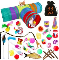 33-Teiliges Katzenspielzeug Set Mit Katzentunnel, Katzenspielzeug Variety Pack