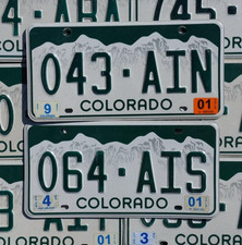 COLORADO LICENSE PLATES - White Green Snow Mountains License Plate Tags Random #