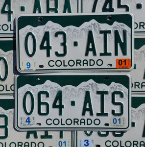 COLORADO LICENSE PLATES - White Green Snow Mountains License Plate Tags Random #