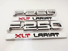 4pc Kit Chrome Side Fender Emblem Badge Nameplate For 87-91 F250xlt-lariat
