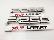 4Pc KIT Chrome Side Fender Emblem Badge Nameplate For 87-91 F250XLT-LARIAT