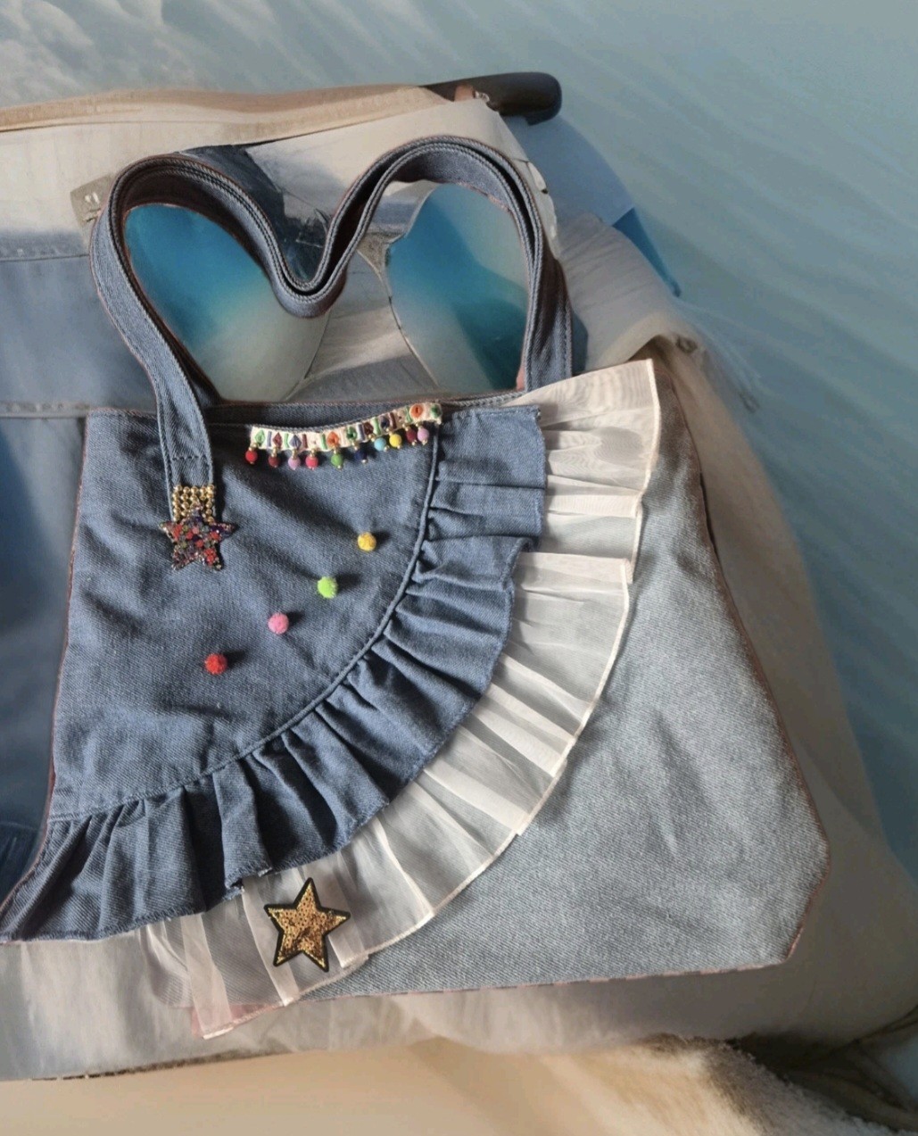 EXCLUSIVO BOLSO DE HOMBRO AZUL PARA MUJER, BOLSO DE FIESTA, ACCESORIO CHIC.