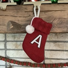 Letter A Wondershop Monogram Mini Pom Pom Christmas Stocking Initial Red Target