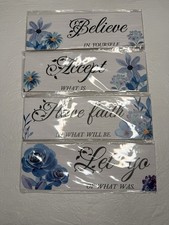 Inspirational Wall Decor Motivational Word Signs Hanging 12x4in 4 Piece Set