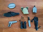 Lot 12”  GI Joe Accessories 1964 Gun Holster Knife Canteen Cover pan binoculars