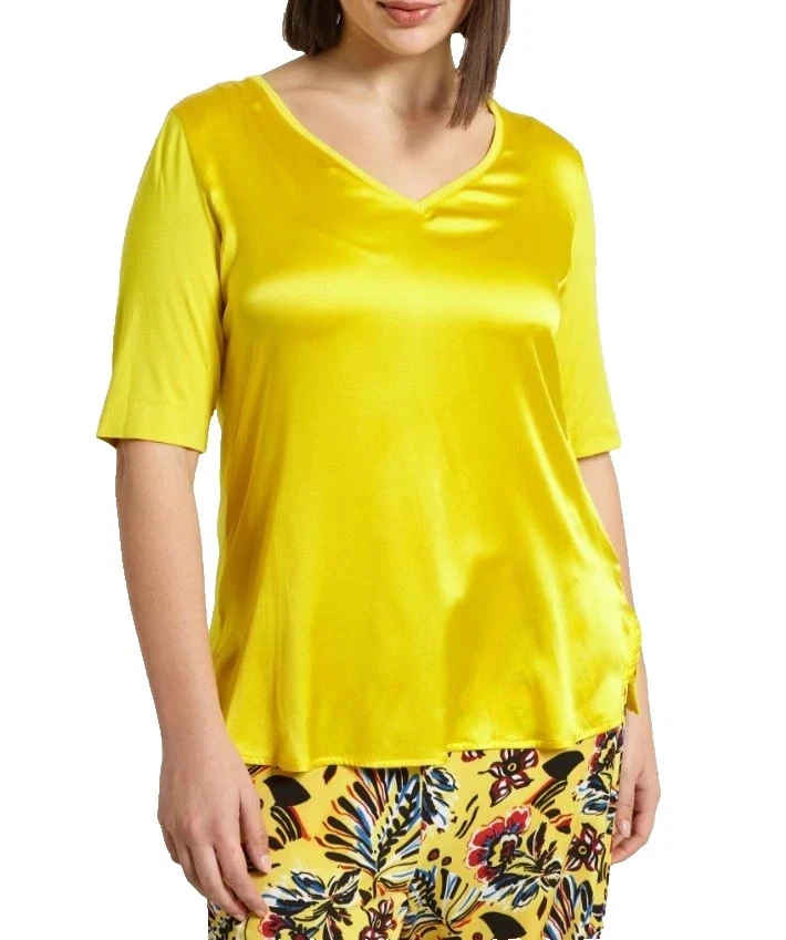 Maglietta da donna a maniche corte, scollo rotondo, top e