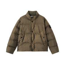 Stone Island Crinkle Reps NY Recycled Nylon Hooded Down Jacket Military Green