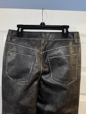 GARAGE Vegan Leather Pants Sz 5 Black Distressed Thicker New with Lining