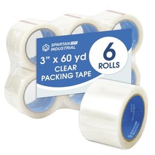 - 3" X 60 yd Clear Packing Tape Rolls - 6 of Wide Heavy Duty Tape for Packing...