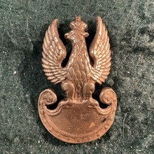 WW2 Poland Polish Army In Exile Cap Badge. SOLID BRASS  GENUINE. Ed17