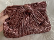 Loeffler Randall Rayne Pleated Bow Metallic Pink Gold Convertible Shoulder Bag