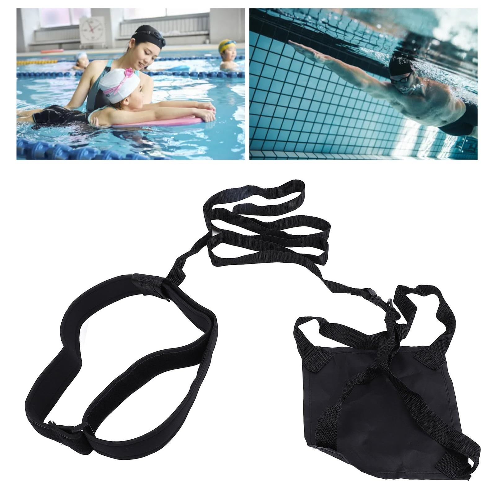 Swim Parachute, Swimming Resistance Belt Training Exerciser with Drag , Harness