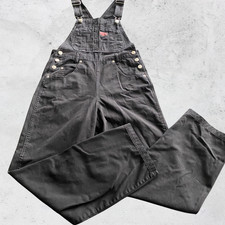 Vintage Revolt Overalls Small Black y2k bibs Straight leg Cotton Hong Kong
