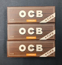 OCB Virgin 1 1/4  50 Leaves + 50 tips (3 Pack) Free Shipping