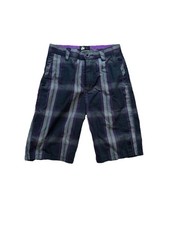 Old Skool Streetwear Y2K 90s Hip Hop Shorts Boys Purple Plaid Chino 14 16 Skate