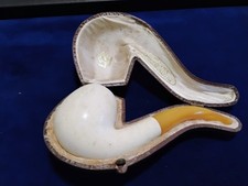 Vintage genuine block meerschaum pipe AUSTRIA with case Unused
