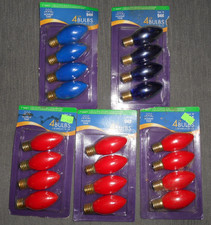 HOLIDAY TIME 7 WATT BULBS C9 SETS - LOT OF 5 PACKS 20 BULBS RED BLUE
