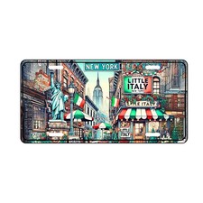 LITTLE ITALY- New York, Statue of Liberty, Souvenir License Gift Plate