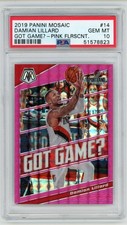 2019-20 Panini Mosaic Damian Lillard Got Game? Pink Fluorescent /10 PSA 10