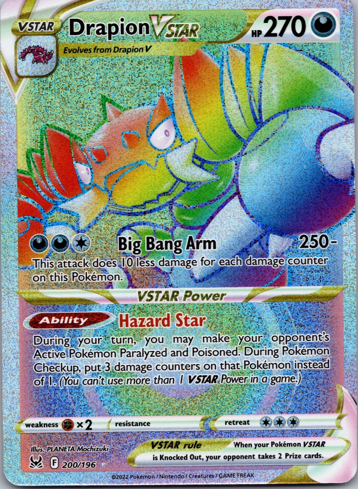Drapion VSTAR (Secret) Holo Secret Rare SWSH11: Lost Origin 200/196 NM