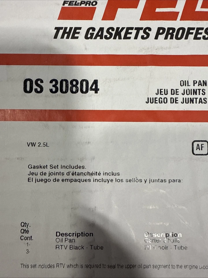 Junta da panela de óleo OS 30804 Felpro para VW Volkswagen Golf Jetta Passat Beetle Rabbit - Imagem 2 de 3
