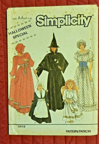 Simplicity 0418 Vintage Misses' And Girls' Halloween Costume: 22 Pieces Uncut - Picture 2 of 4